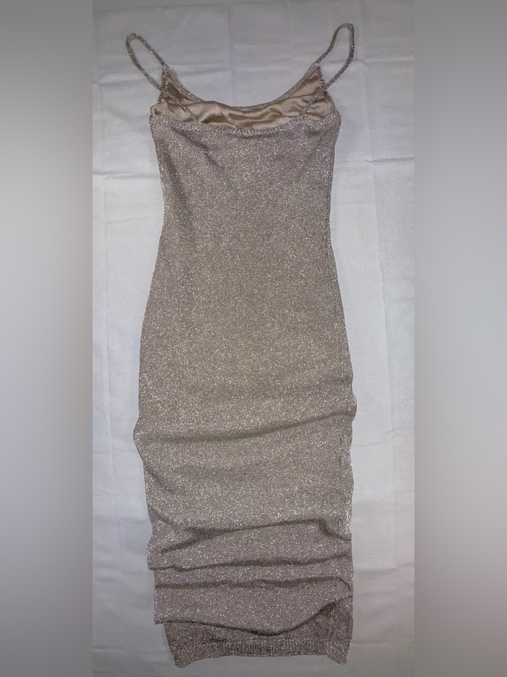 Fashion Nova Shimmering Taupe Midi Slip Dress - Picture 10 of 11